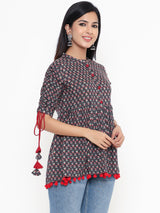 Rayon Flared Short Top Women