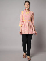 Pink Flared Short Kurrta5
