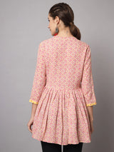 Pink Flared Short Kurrta 2