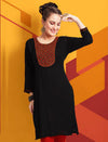 Women Rayon Kurti - Black