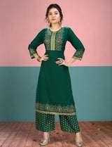 Kurti Plazzo Set - Green
