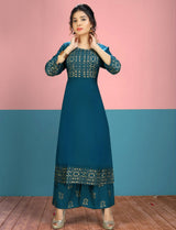 Kurti Plazzo Set -Teal