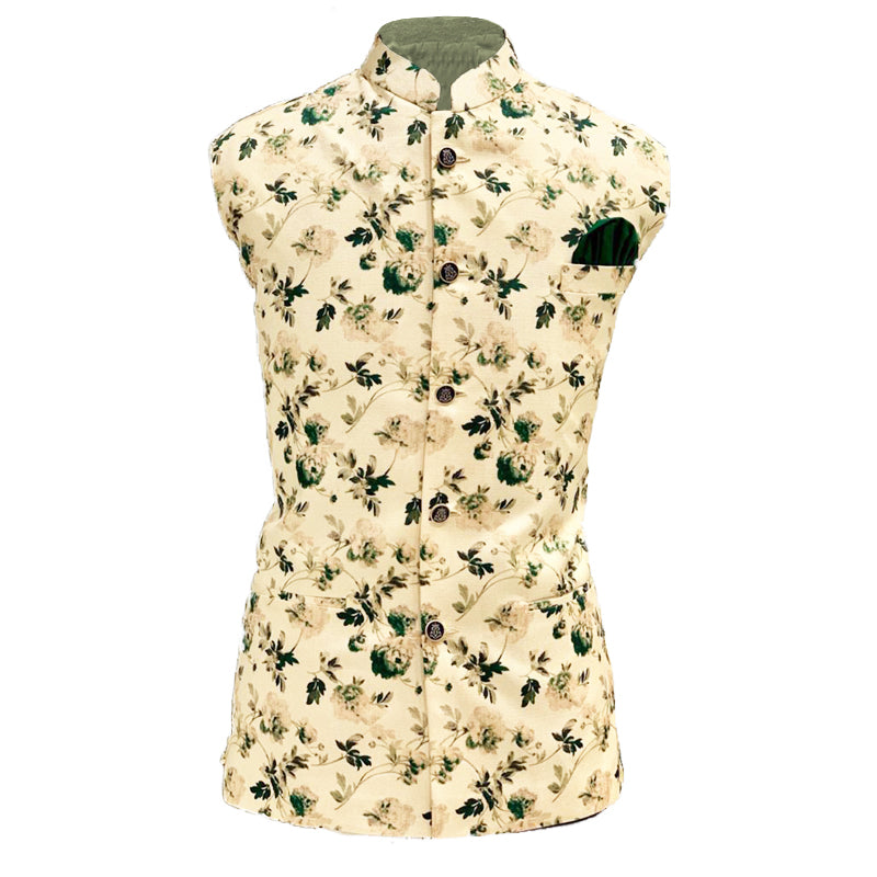 Floral Nehru Jacket - White