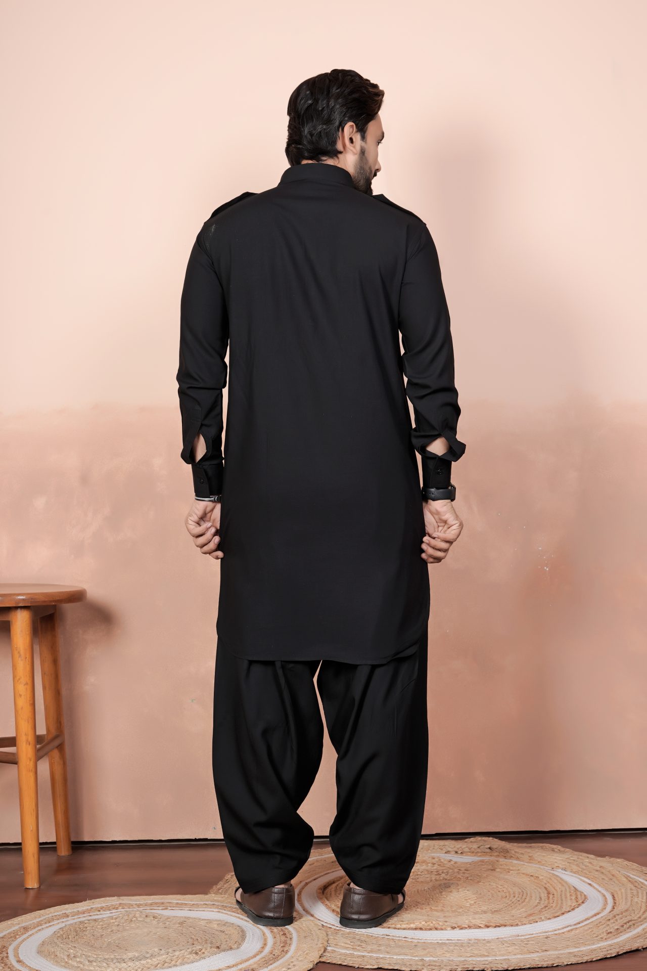 Black Pathani Kurta Pajama - High Quality