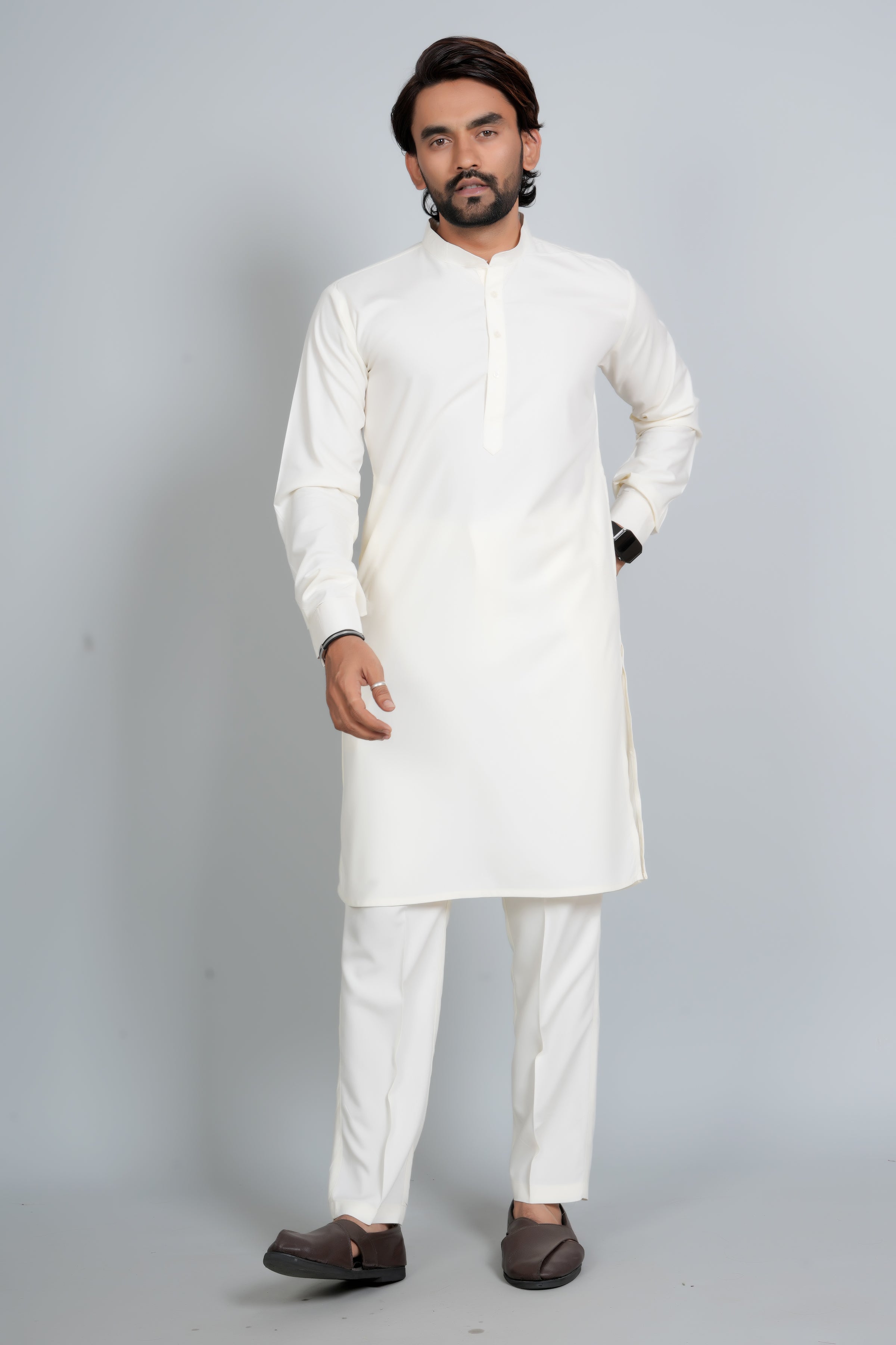 Ivory Ban Collar Kurta Pajama