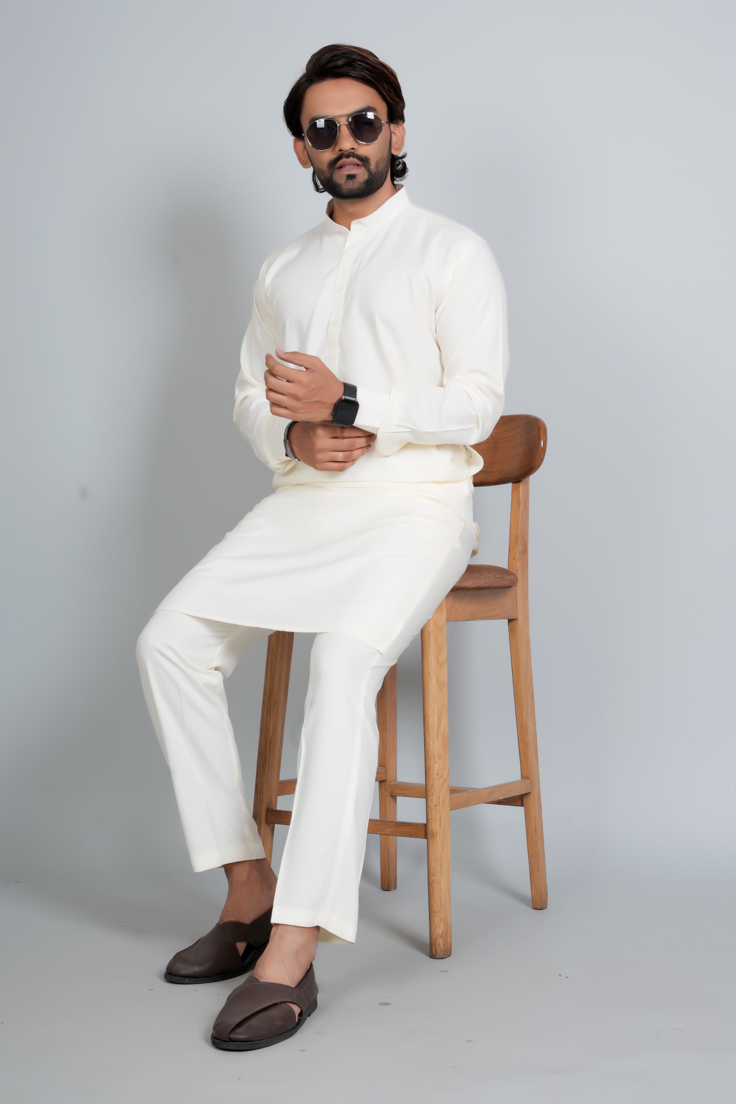 Ivory Ban Collar Kurta Pajama