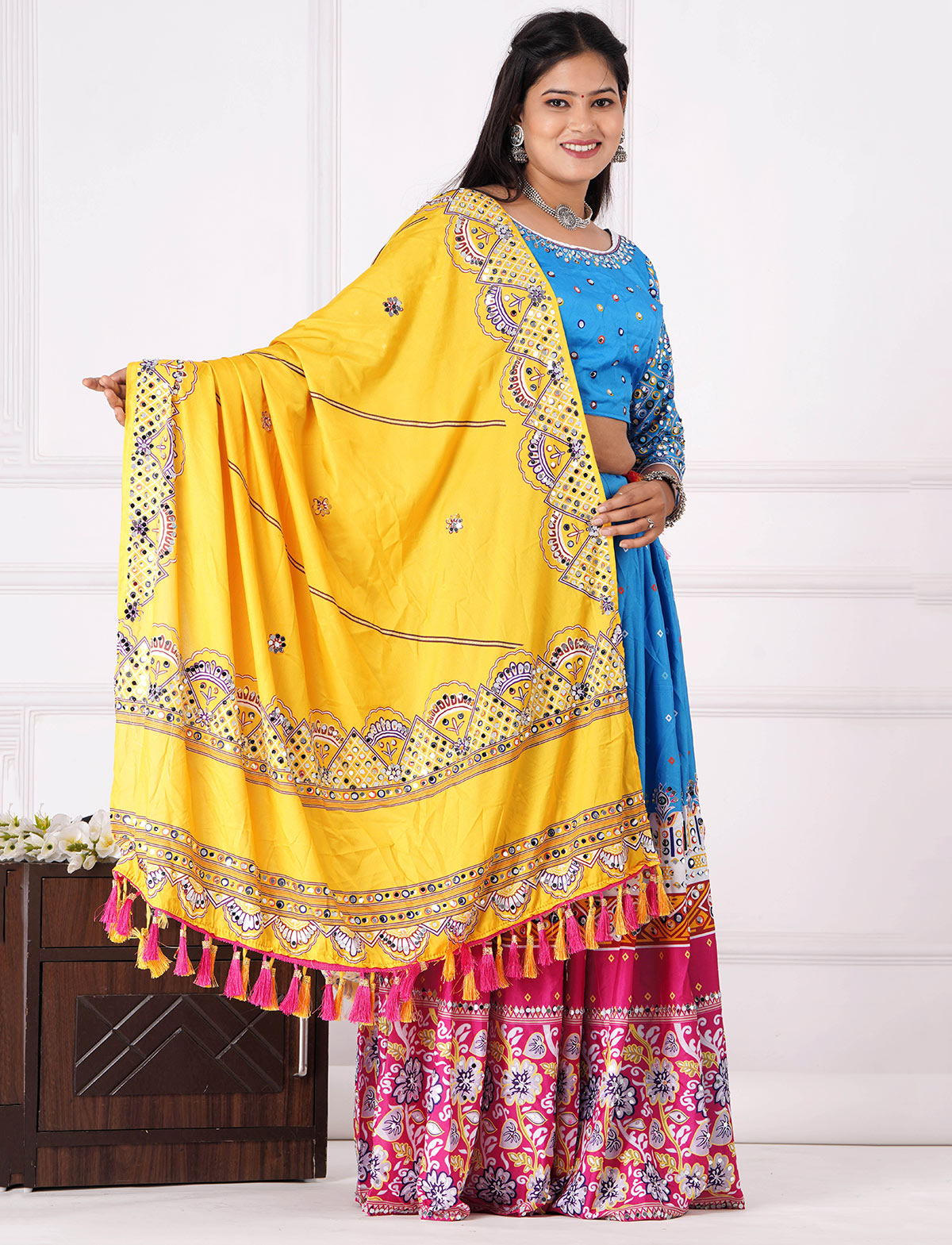 Blue Bandhani Chaniya Choli Woman