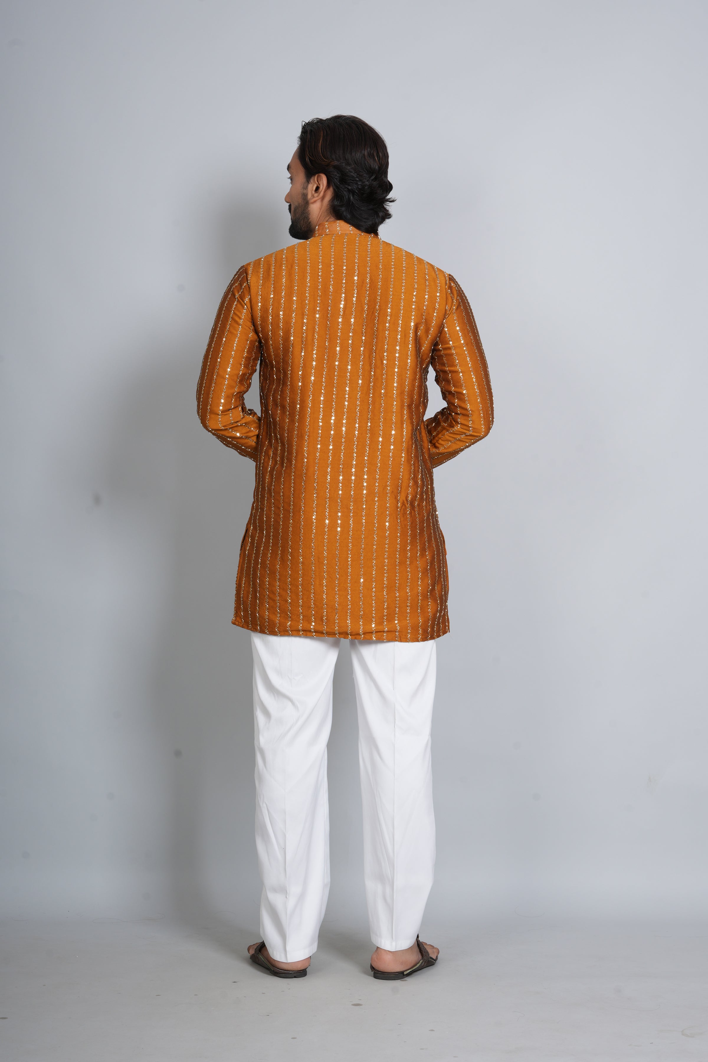 Mustard Heavy Short Kurta Pajama