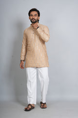 Heavy Golden Short Kurta Pajama