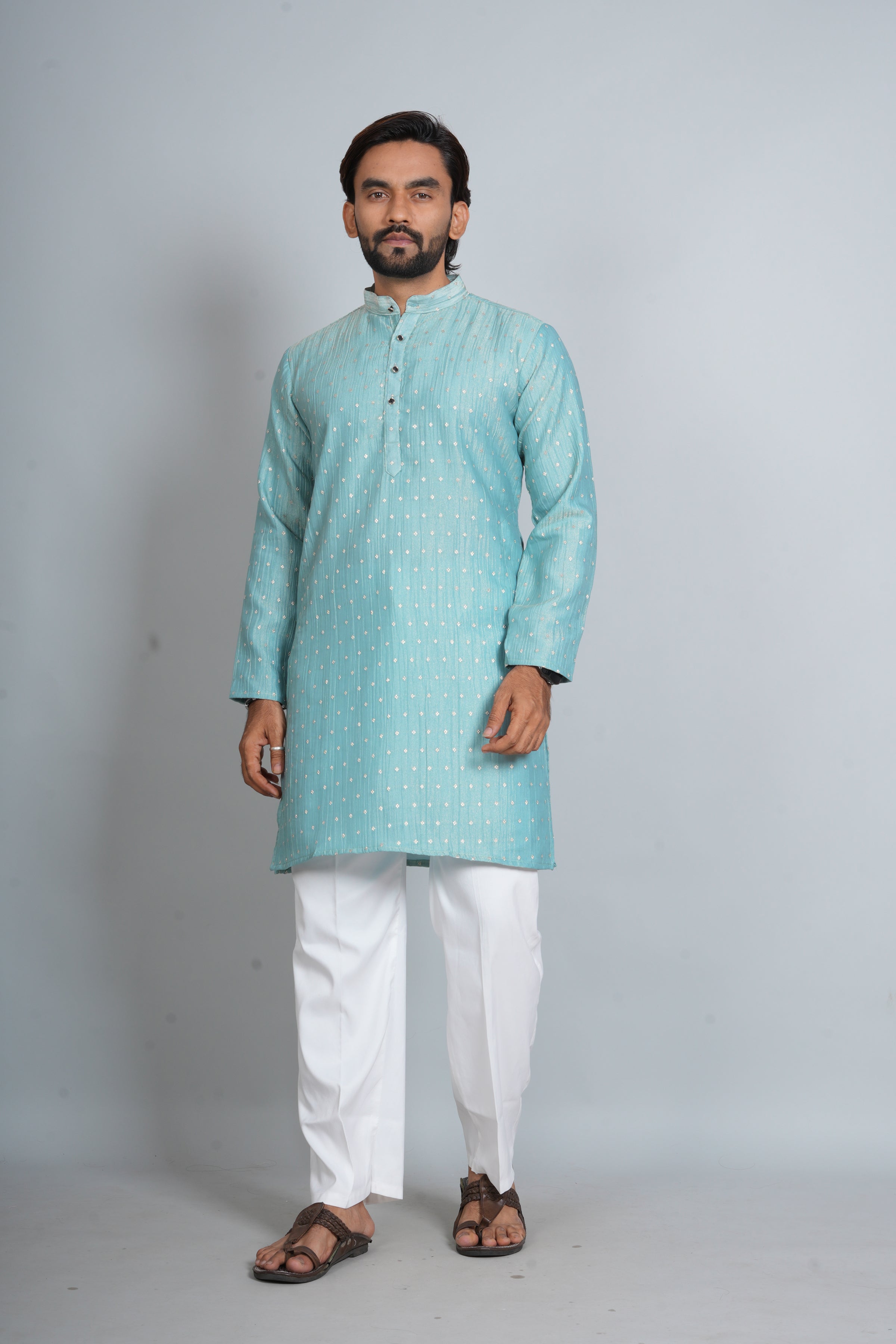 Printed Silk Kurta Pajama