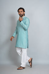 Printed Silk Kurta Pajama