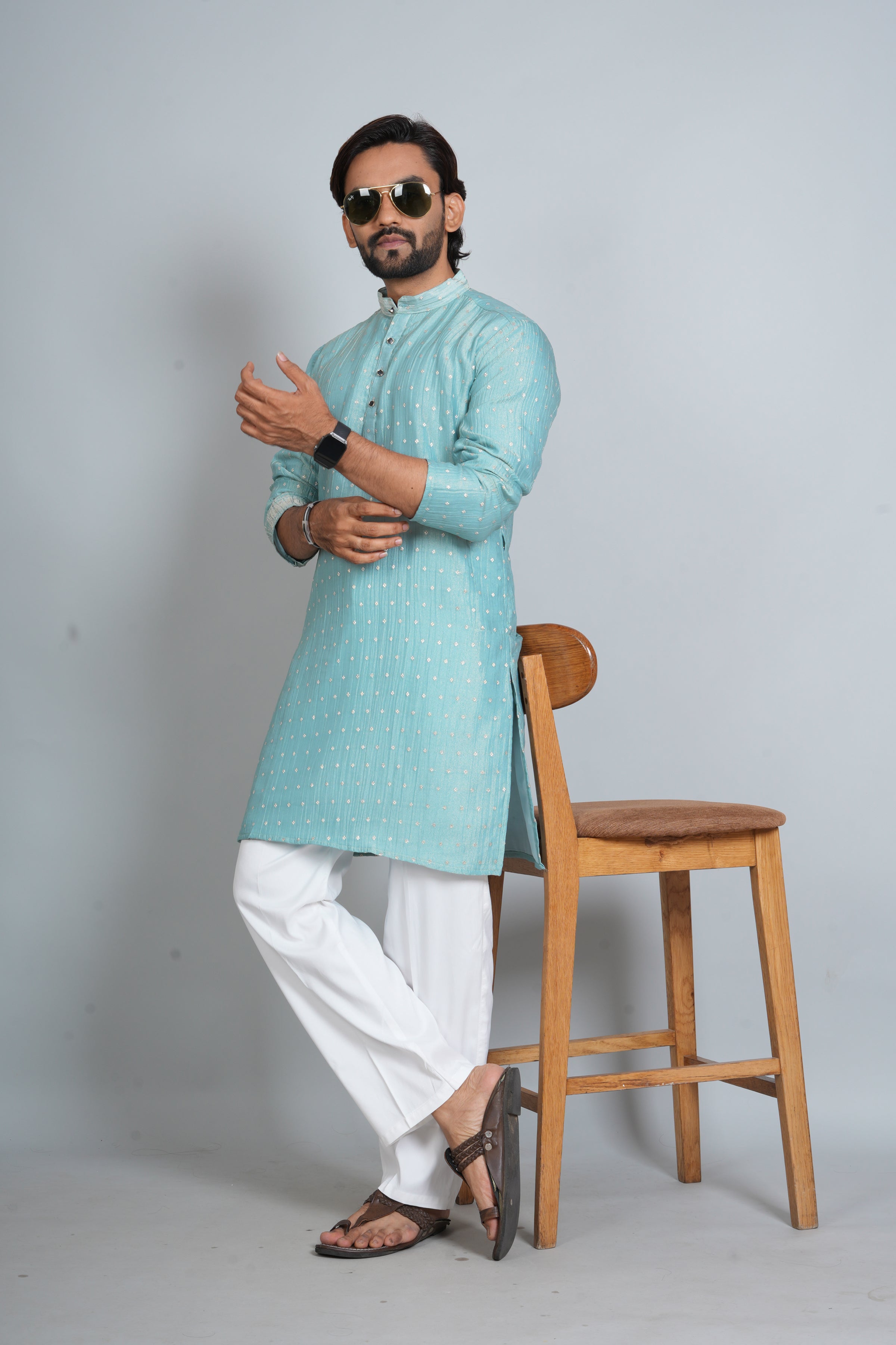 Printed Silk Kurta Pajama