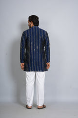 Hand Work Navy Blue Kurta Pajama