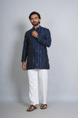 Hand Work Navy Blue Kurta Pajama