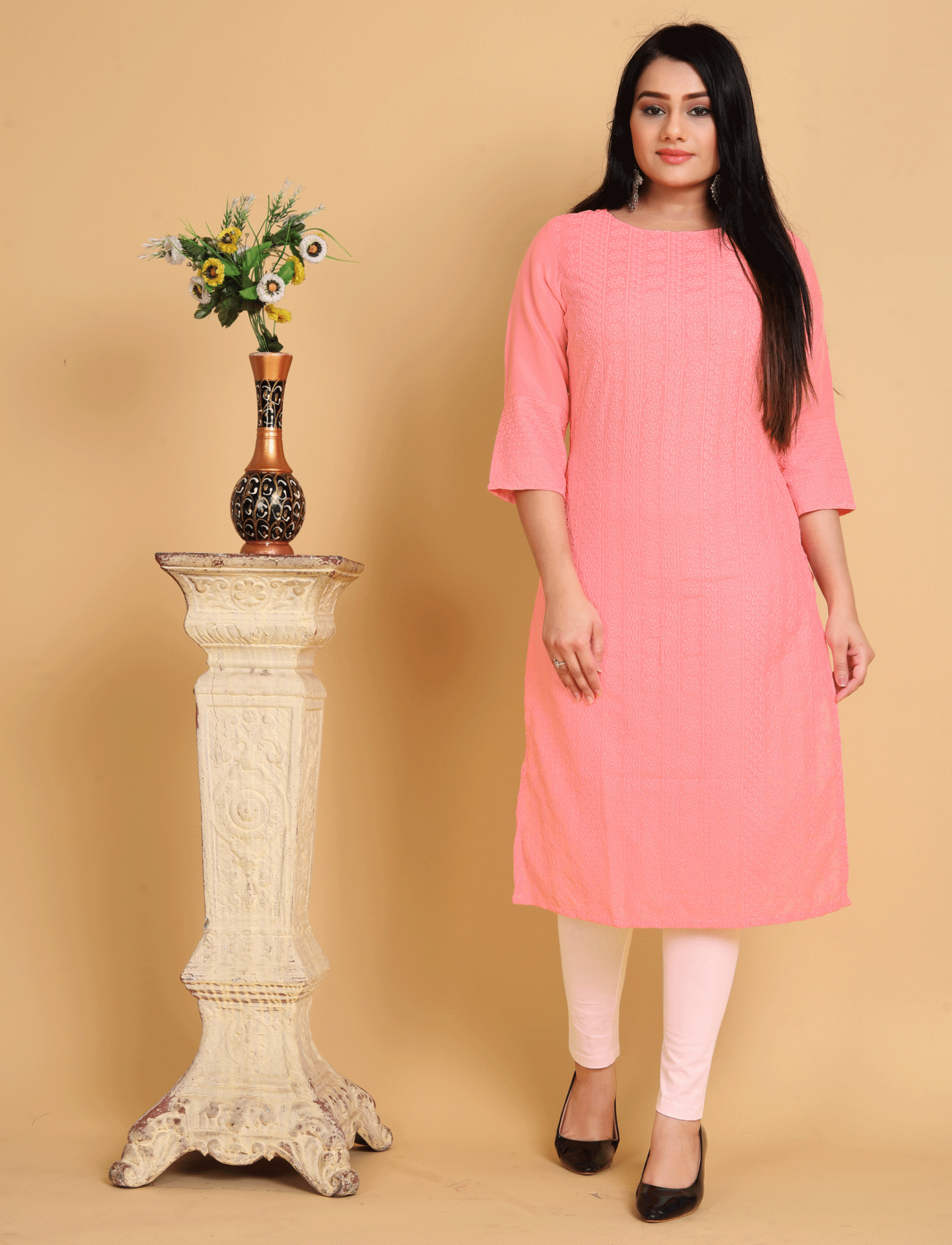 Embroidered Georgette A-line Kurta