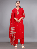 Viscose Rayon Red Suit