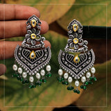 Oxidized Earrings - Green