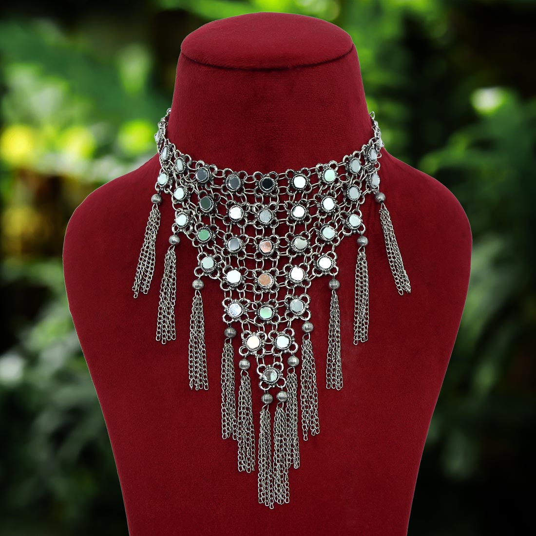 Silver Color Oxidized Necklace