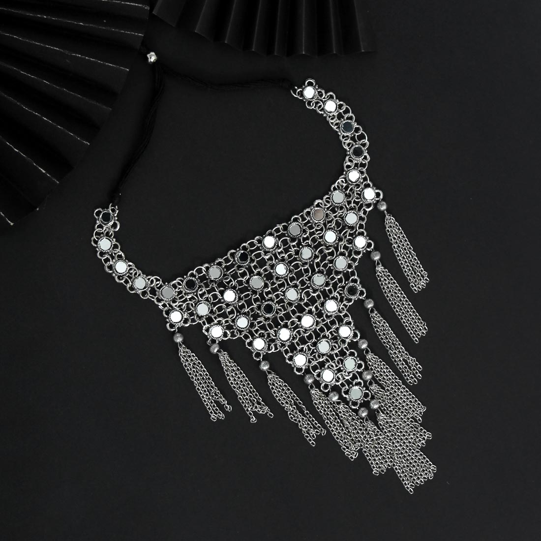 Silver Color Oxidized Necklace