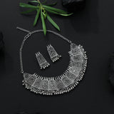 Choker Silver Oxidised Necklace Set