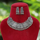 Choker Silver Oxidised Necklace Set
