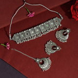Oxidised Necklace With Earring & Mang Tikka