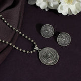 Oxidised Long Necklace With Earring