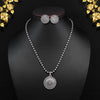 Oxidised Long Necklace With Earring