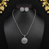 Oxidised Long Necklace With Earring