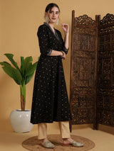 Black Anarkali Printed Kurti Women