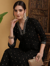 Black Anarkali Printed Kurti Women