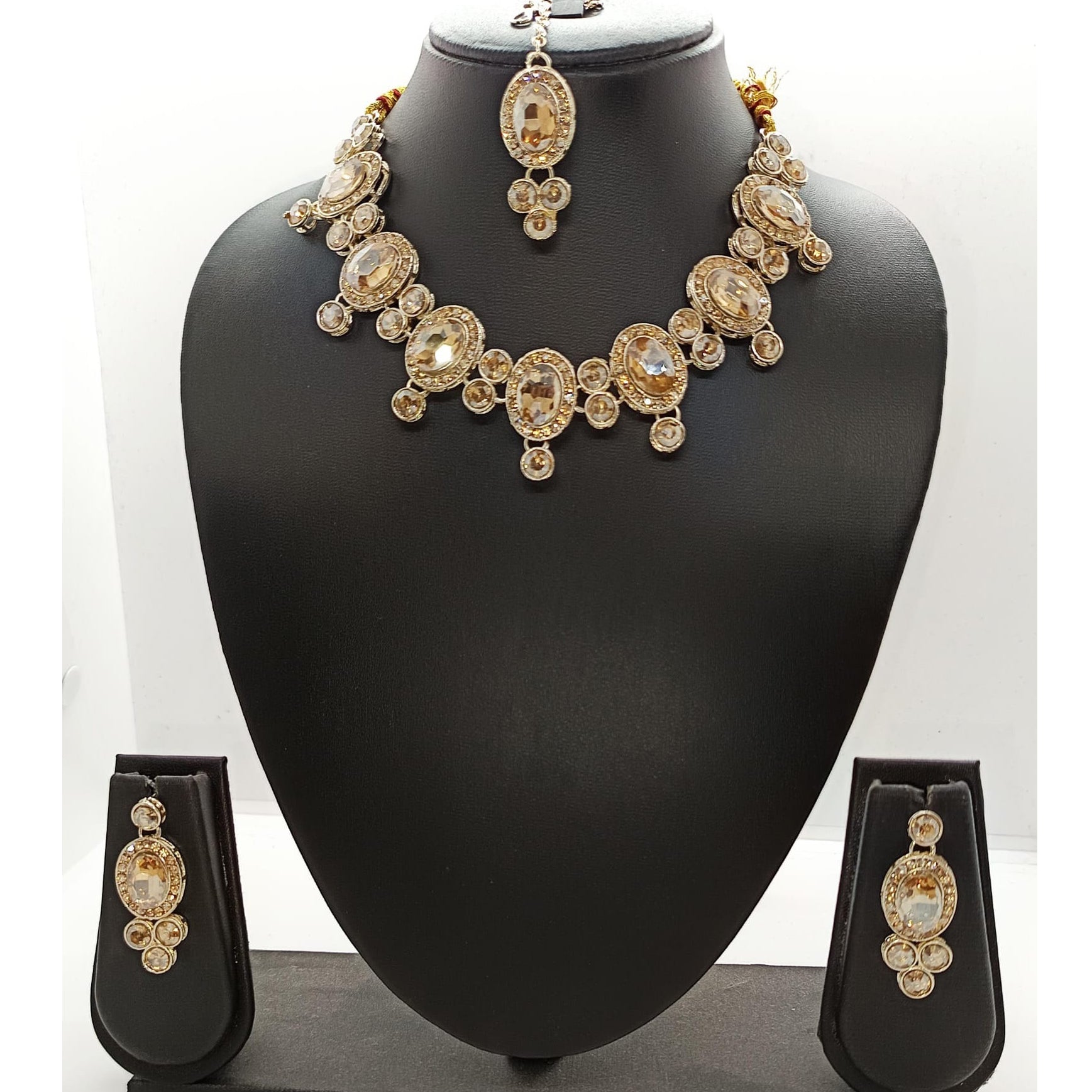 Golden Stone Work Necklace