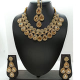 Golden Necklace with Earrings And Maang Tikka