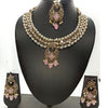 Pink Kundan Necklace with earrings and maang tikka