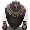 Purple Kundan Necklace With Earrings And MaangTikka