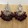 Maroon Kundan Mirror Design Earrings