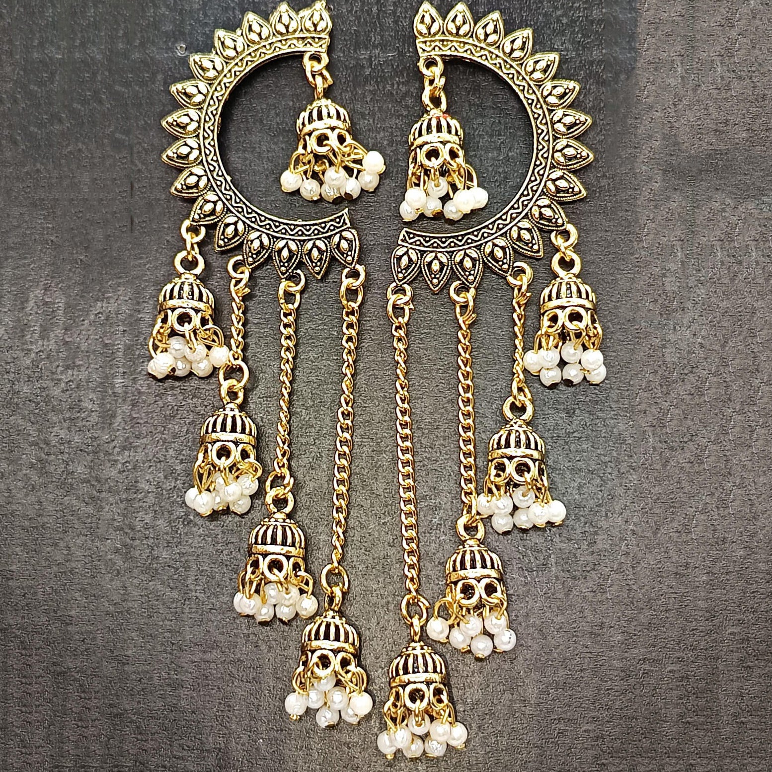 Golden Pearl Jhumki Earrings