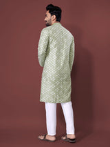 Mint Chikankari Kurta Pajama Men