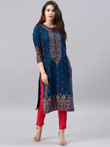 Blue Floral Printed Kurti Women