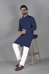 Ban Collar Blue Kurta Pajama