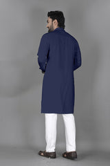 Ban Collar Blue Kurta Pajama