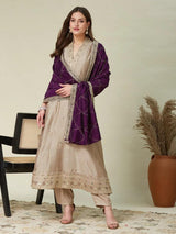 Embroidered Silk Anarkali Kurti Set