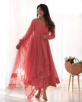 Georgette Lucknowi Anarkali Suit