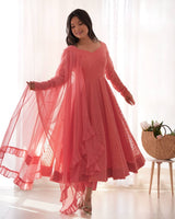 Georgette Lucknowi Anarkali Suit