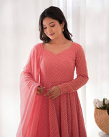 Georgette Lucknowi Anarkali Suit