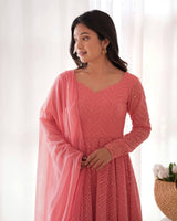 Georgette Lucknowi Anarkali Suit