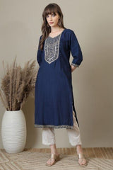 Neck Embroidery Kurti