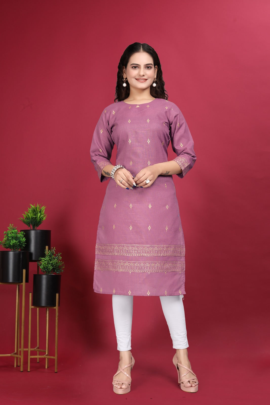 Lavender Rayon Kurti Women