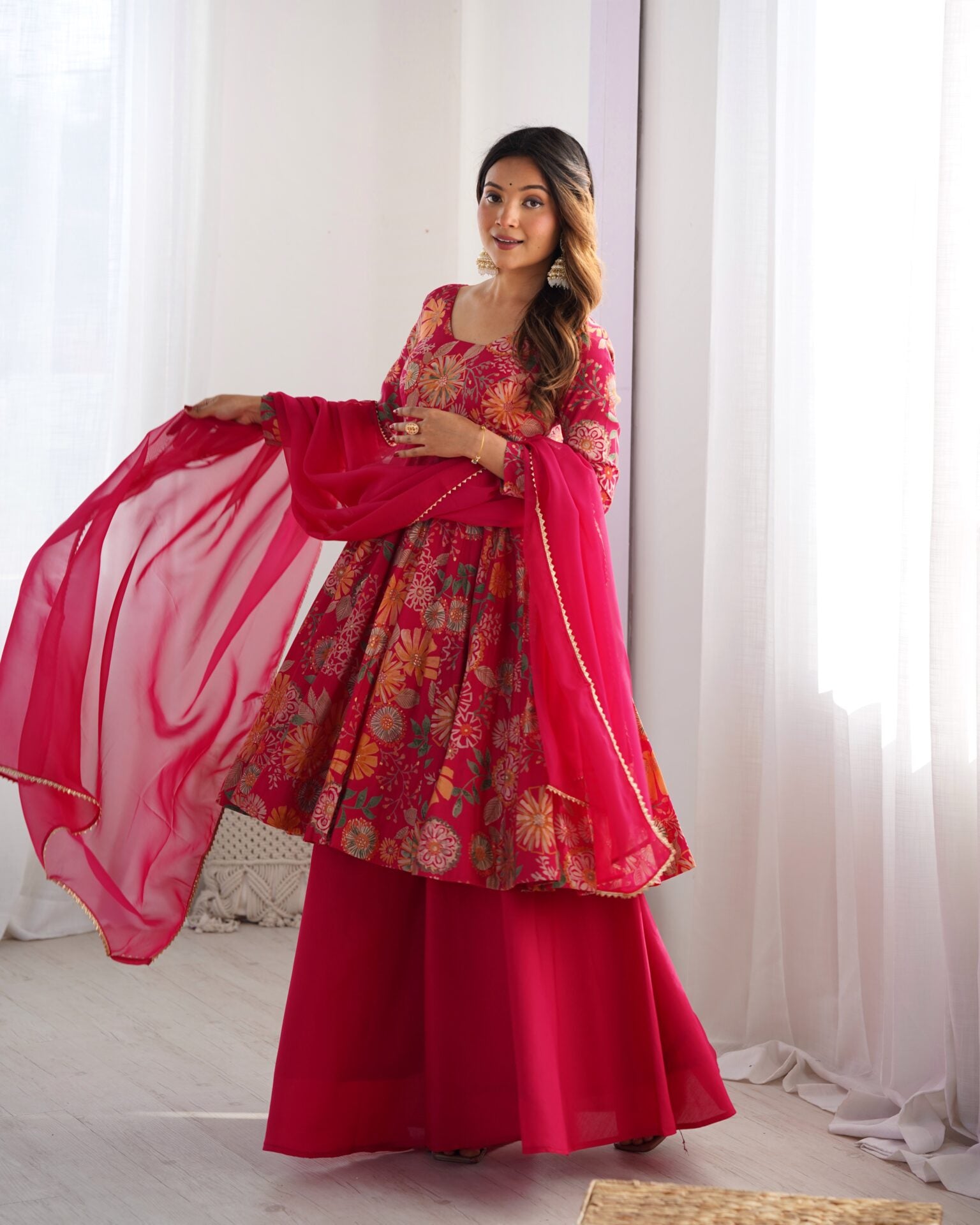 Floral Printed Festival Wear Palazzo Suit
