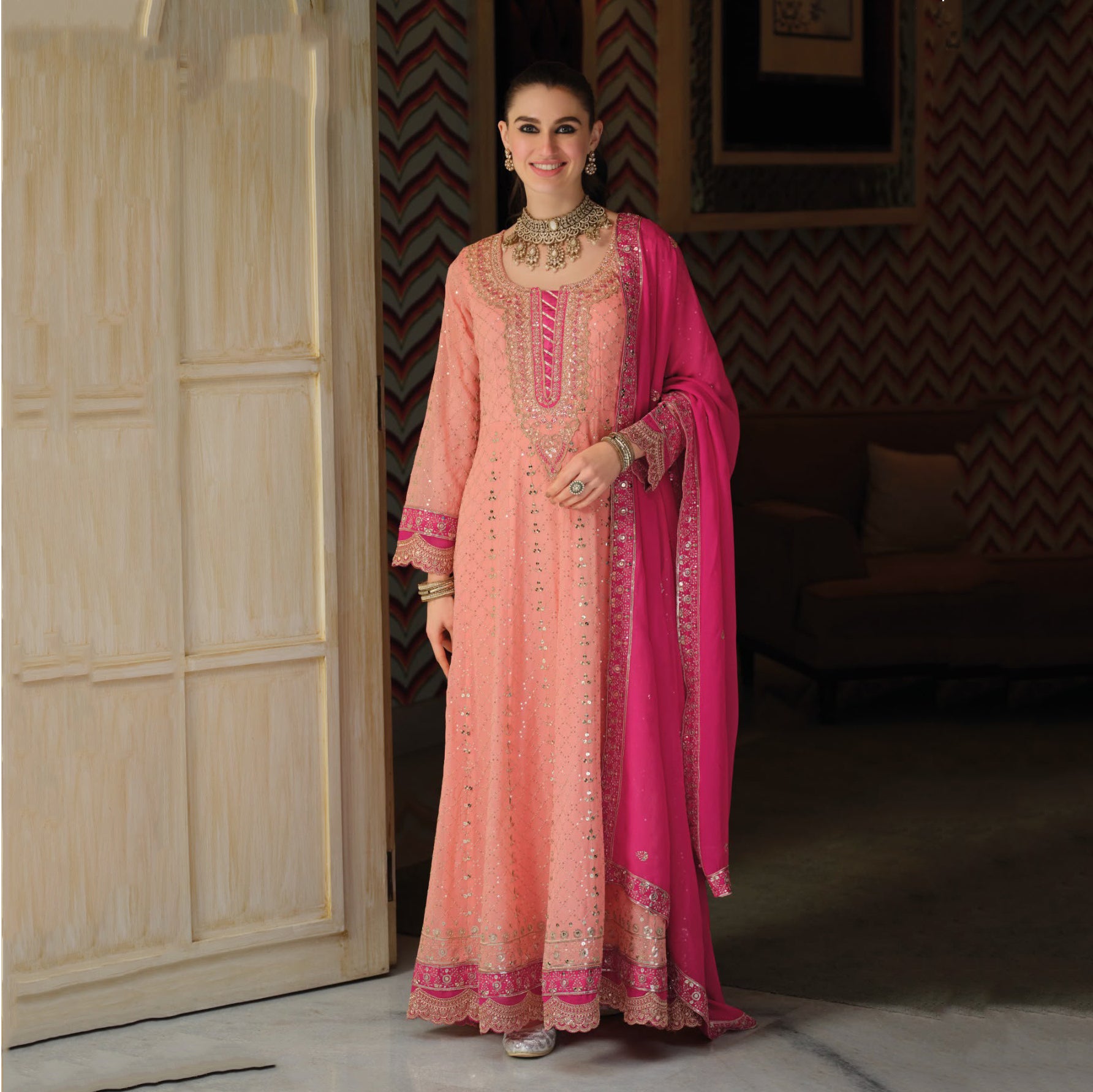 Heavy Long Anarkali With Duppatta